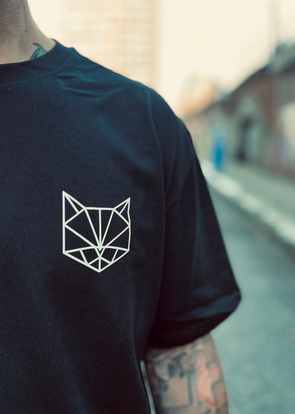 Black oversized T-shirt with CAT HEAD back print, KATERMUKKE chest logo, and PAPAGE label detail.